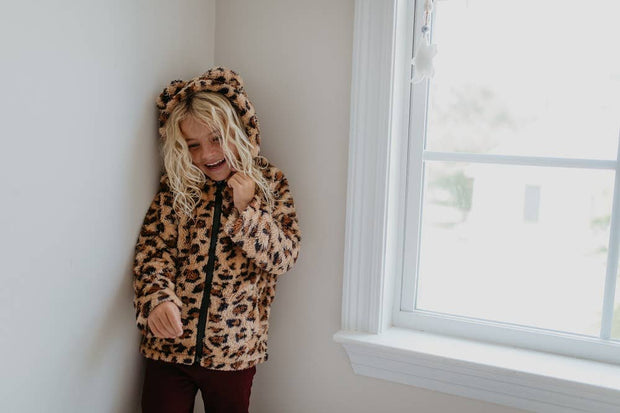 Girls' Fur Leopard Jacket with Critter Ears