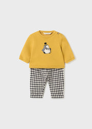 Baby Boy Yellow/Gingham 2-piece sweater and pants set