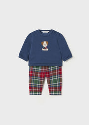 Baby Boy Navy/Plaid 2-piece sweater and pants set