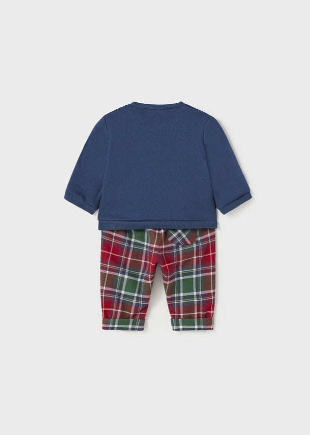Baby Boy Navy/Plaid 2-piece sweater and pants set