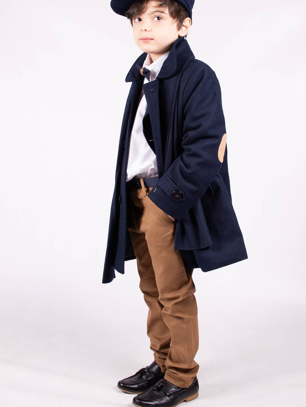 Boy Navy coat with scarf & hat set