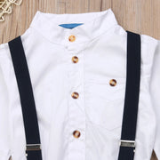 Boy Long-Sleeve Single Breasted Shirt, Slacks and Suspenders