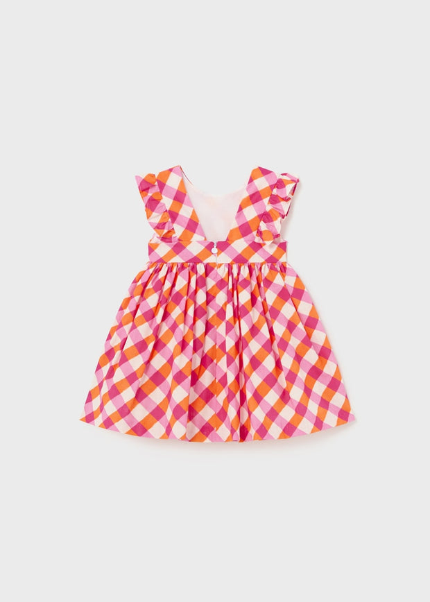 Girls' magenta/white/orange printed dress