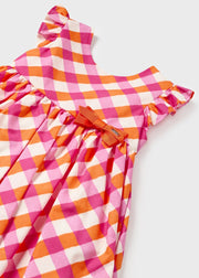 Girls' magenta/white/orange printed dress