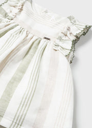 Girls' striped linen dress and bloomer set