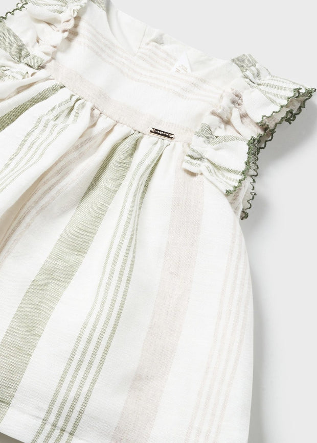 Girls' striped linen dress and bloomer set