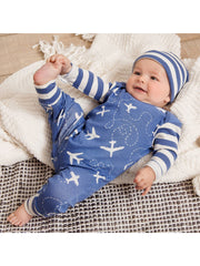 Airplanes Romper with beanie and booties