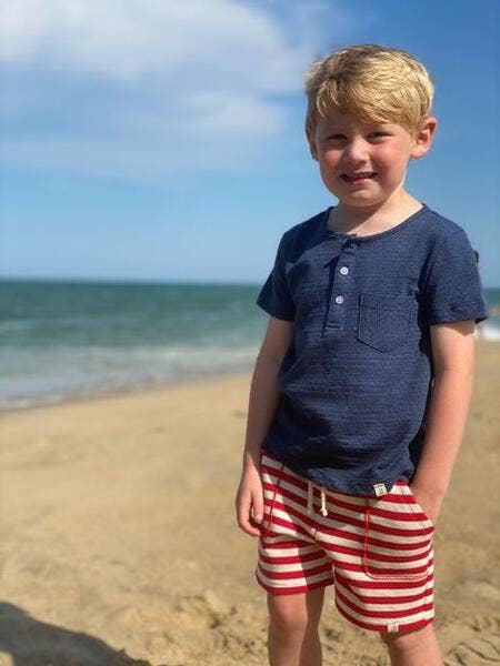Boys Ribbed T-shirt-Navy