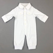 Baby Button-up Jumpsuit- White