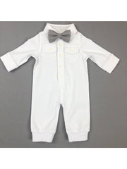 Baby Button-up Jumpsuit- White