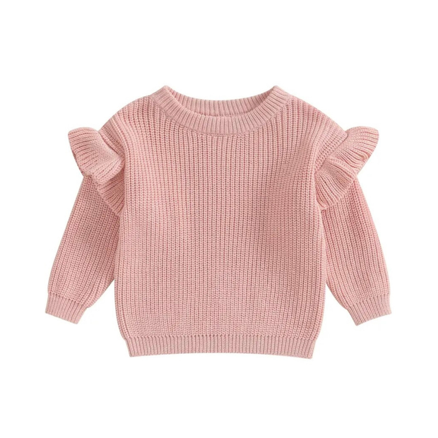 Girls' Flutter Sleeve Knit Sweater ~ Pink