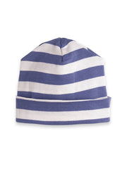Baby Boy Rib Romper with Stripe Sleeves and matching beanie