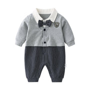 Baby Boy Striped Contrast Design Bow Tie Romper