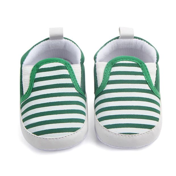 Striped Slip On Baby Walking Shoes-Green