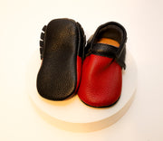 Baby Boy Moccasin Shoes- Classic Red/Navy