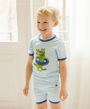 Boys Sky Blue Zigzag Gator Boy Pajama Set