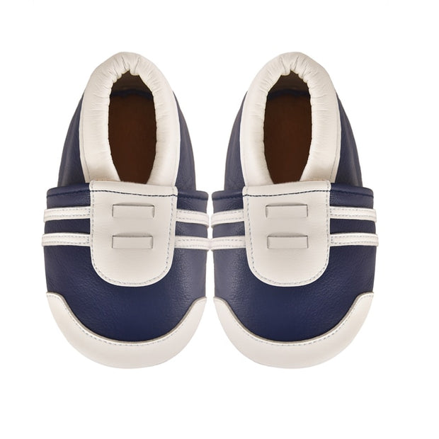 Baby Soft Shoes | Baby Navy and White Shoes | EmHerSon Boytique