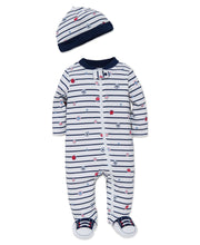 Sports Star Zipper Footed One-Piece/Beanie and Matching Receiving Blanket