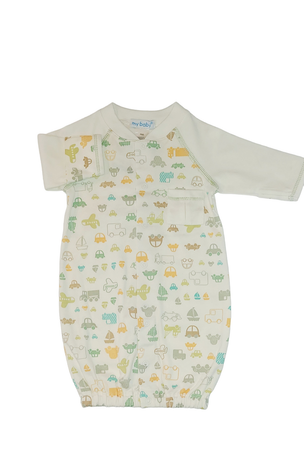 Preemie- Travel Print Converter Gown (3-6 pounds)