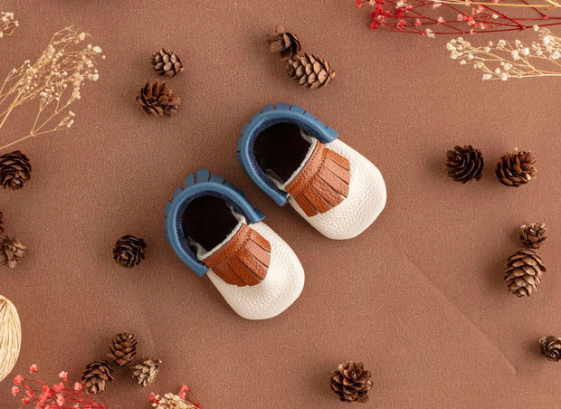 Baby Leather Moccasin Shoes | Baby Beige Shoes | EmHerSon Boytique