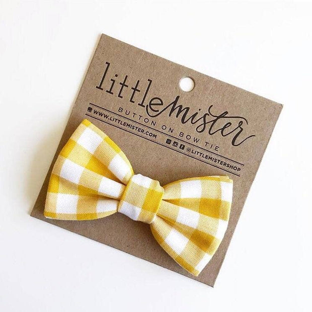 Baby Mustard Bow Tie | Baby Gingham Bow Tie | EmHerSon Boytique