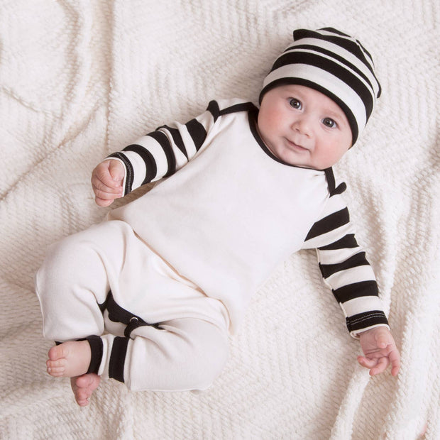 Baby Stripe Romper | Baby Romper with Beanie | EmHerSon Boytique